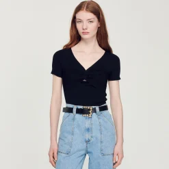 Cintura Larga In Pelle Fibbia Quadrata>Sandro Paris Sale
