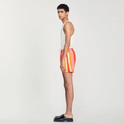 Costume Da Bagno Con Stampa A Righe><noscript><img width=