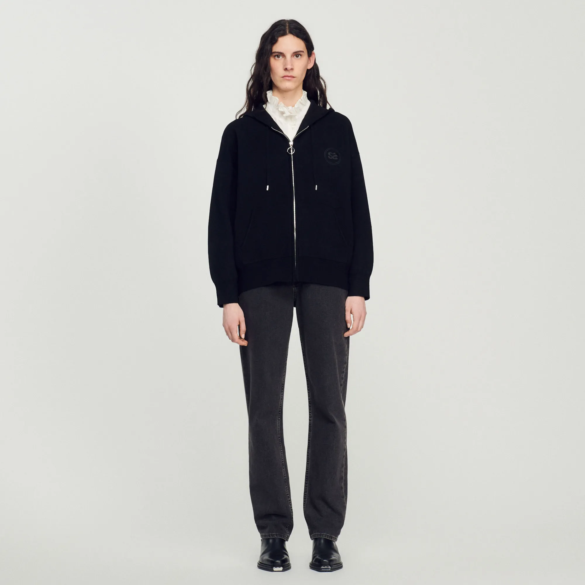 Felpa Con Zip Oversize>Sandro Paris Cheap