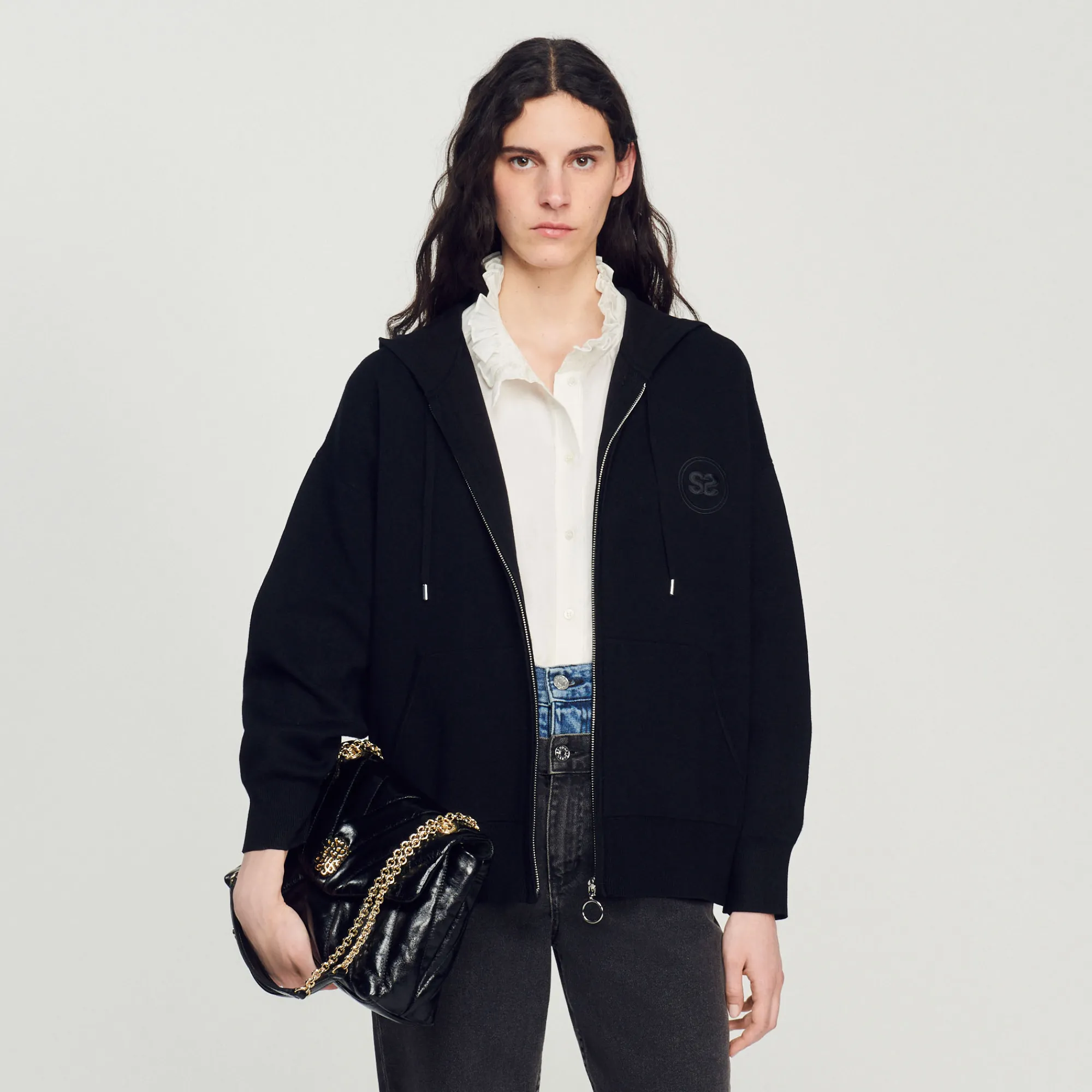 Felpa Con Zip Oversize>Sandro Paris Cheap