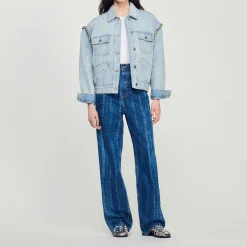 Giacca In Jeans Con Strass>Sandro Paris Flash Sale