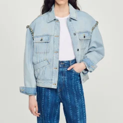 Giacca In Jeans Con Strass><noscript><img width=