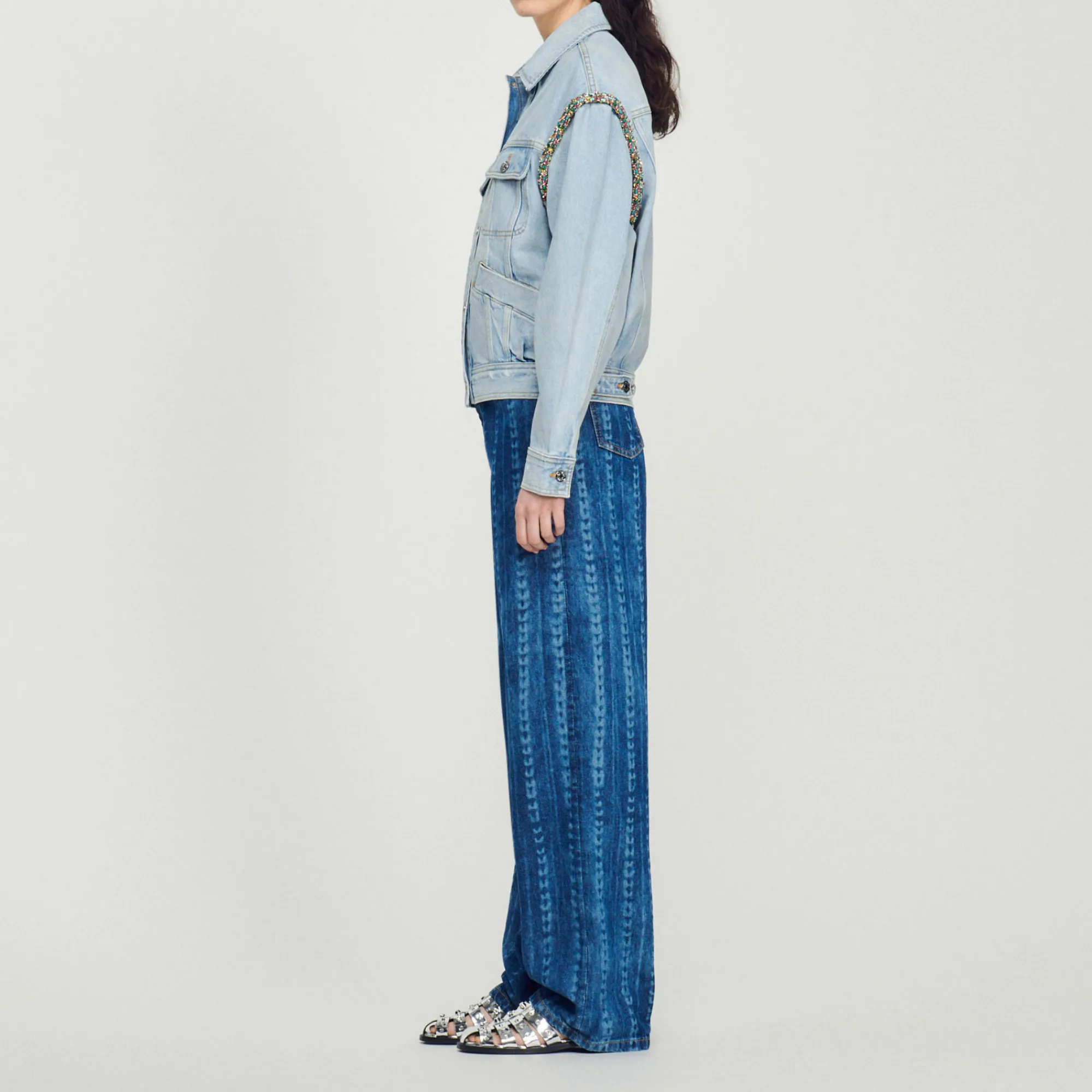 Giacca In Jeans Con Strass>Sandro Paris Flash Sale