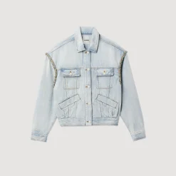 Giacca In Jeans Con Strass><noscript><img width=