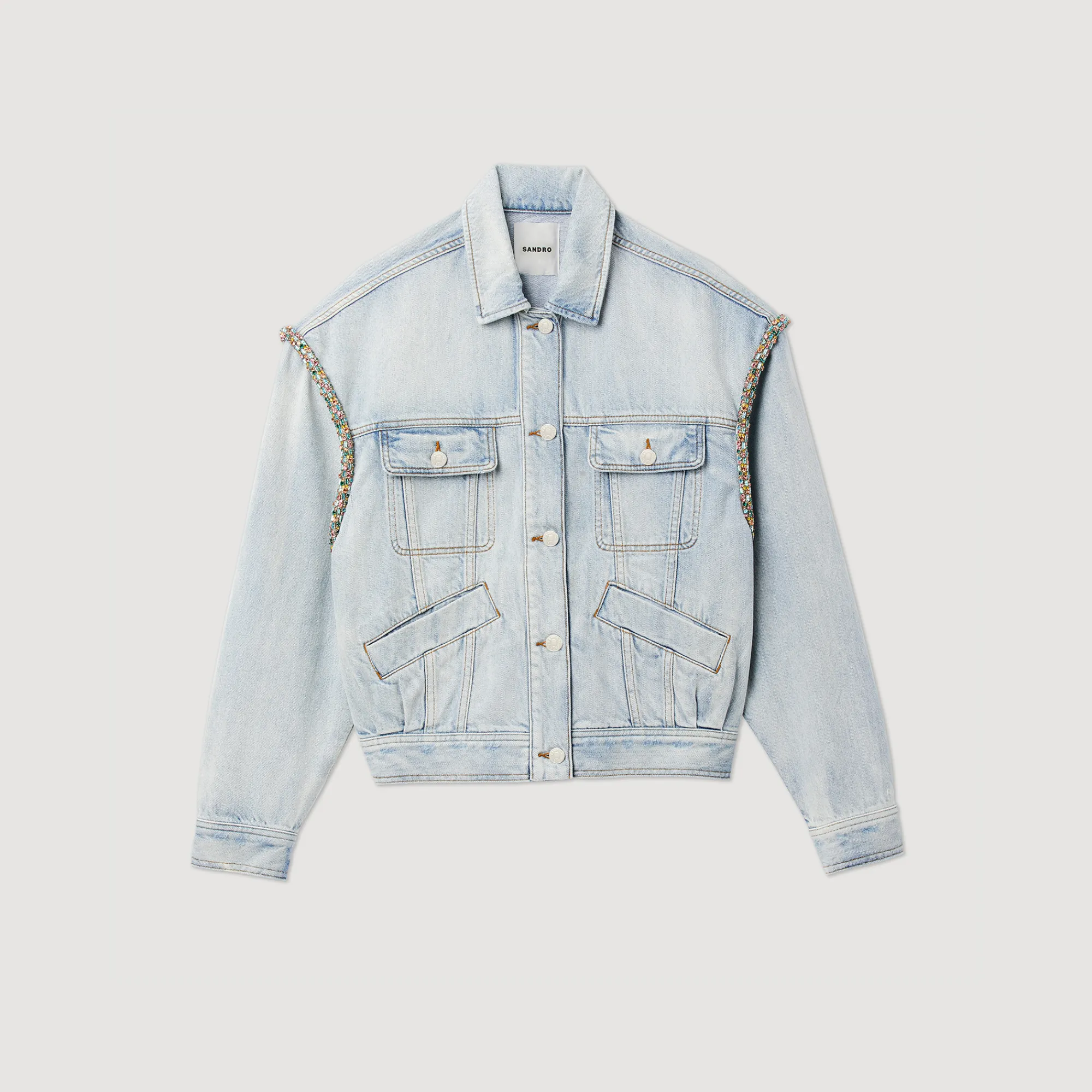Giacca In Jeans Con Strass>Sandro Paris Flash Sale