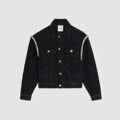 Giacca In Jeans Oversize Con Strass><noscript><img width=