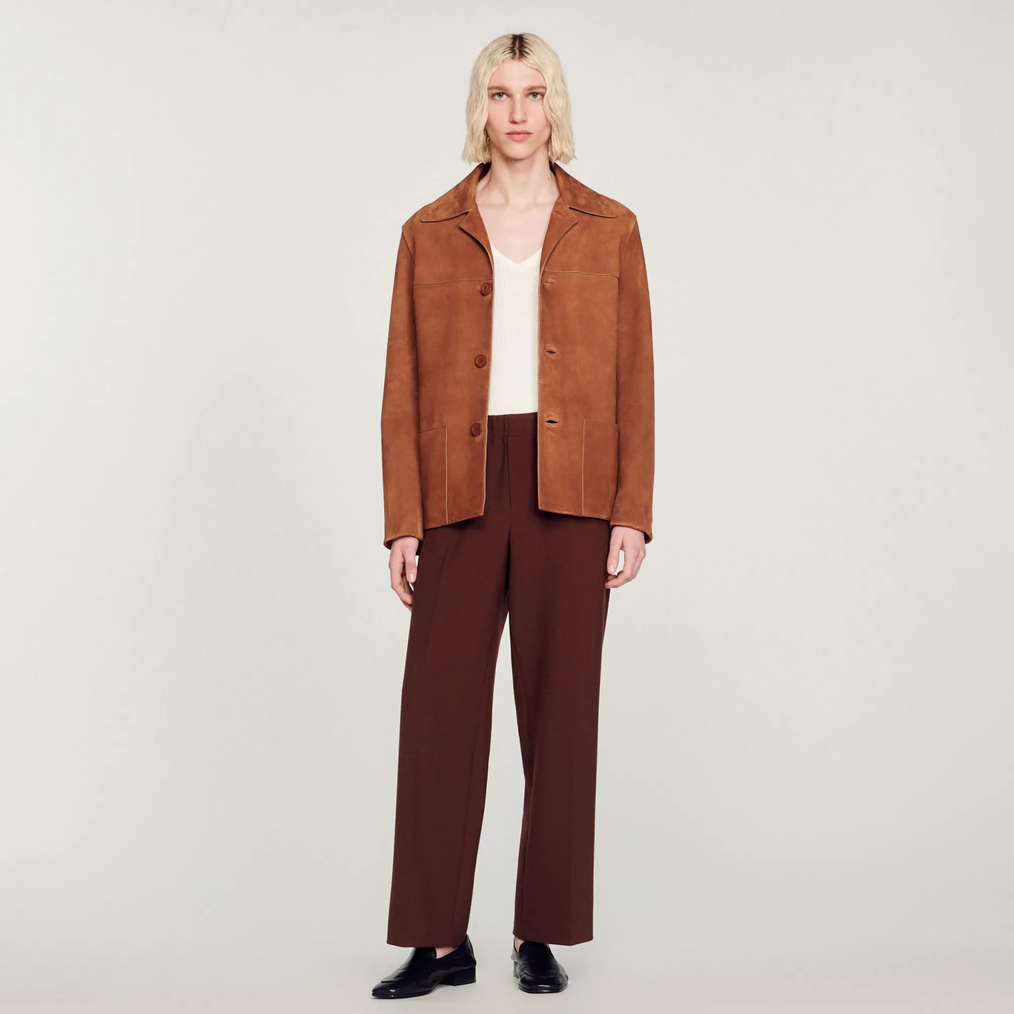 Giacca In Pelle Scamosciata>Sandro Paris Outlet
