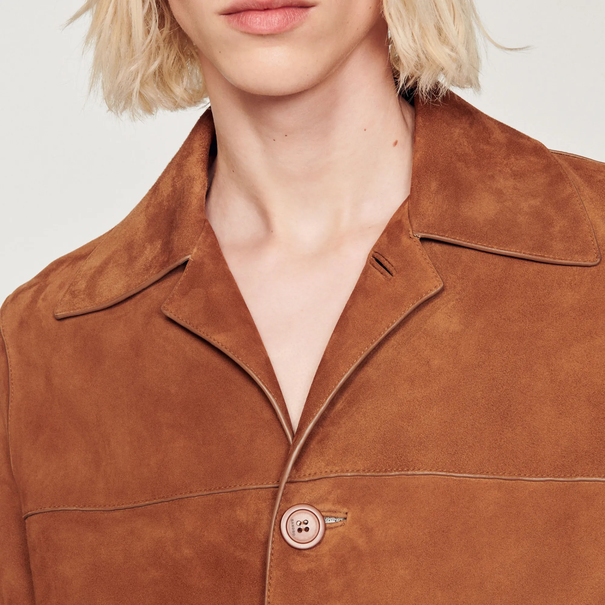 Giacca In Pelle Scamosciata>Sandro Paris Outlet