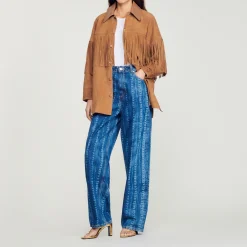 Giacca Lunga In Pelle Con Frange>Sandro Paris Clearance