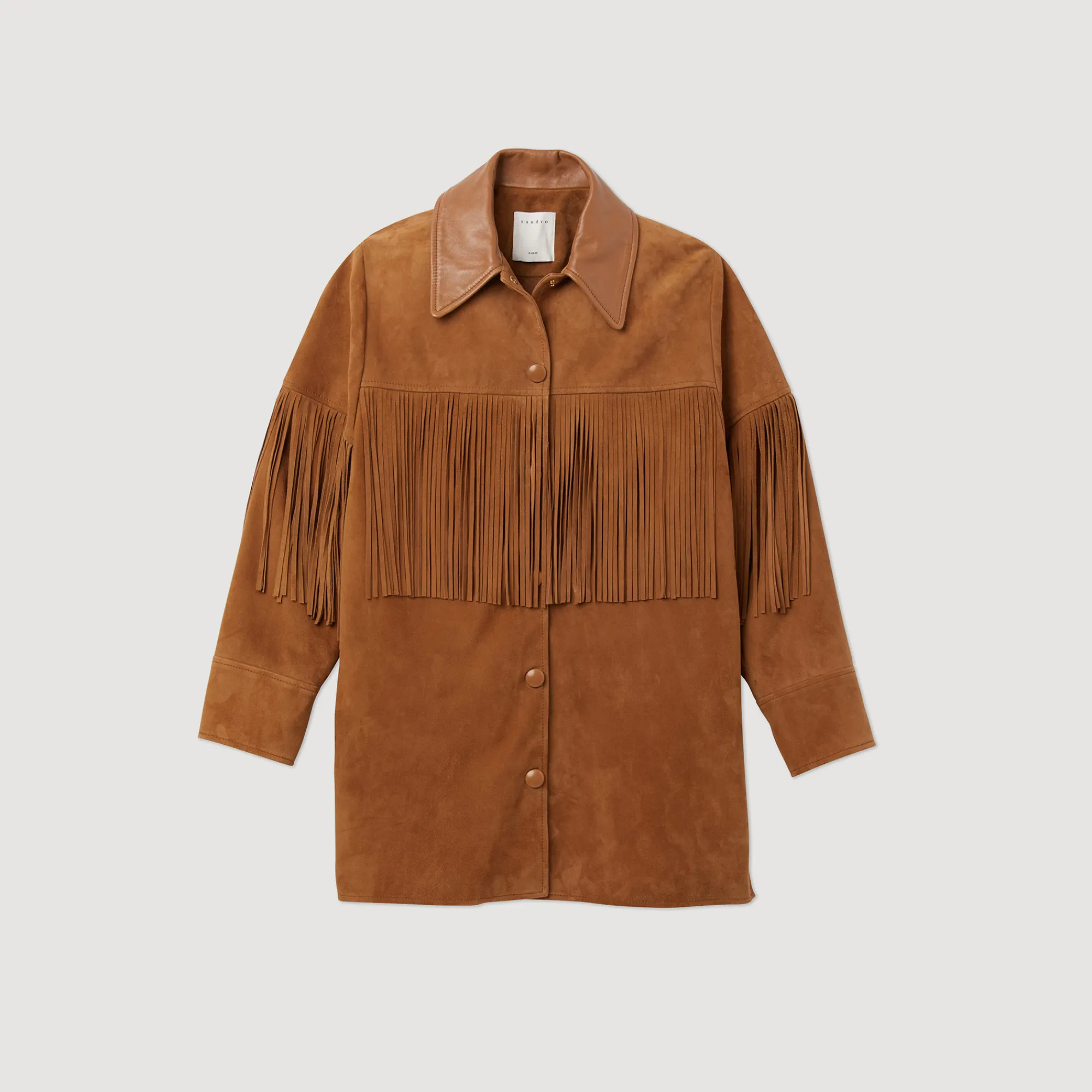 Giacca Lunga In Pelle Con Frange>Sandro Paris Clearance
