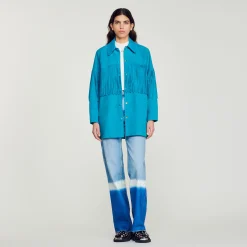 Giacca Lunga In Pelle Con Frange>Sandro Paris Shop