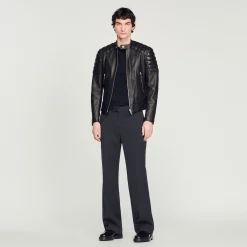 Giubbotto In Pelle Finiture Matelasse>Sandro Paris New