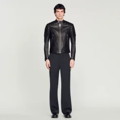 Giubbotto In Pelle Finiture Matelasse>Sandro Paris New