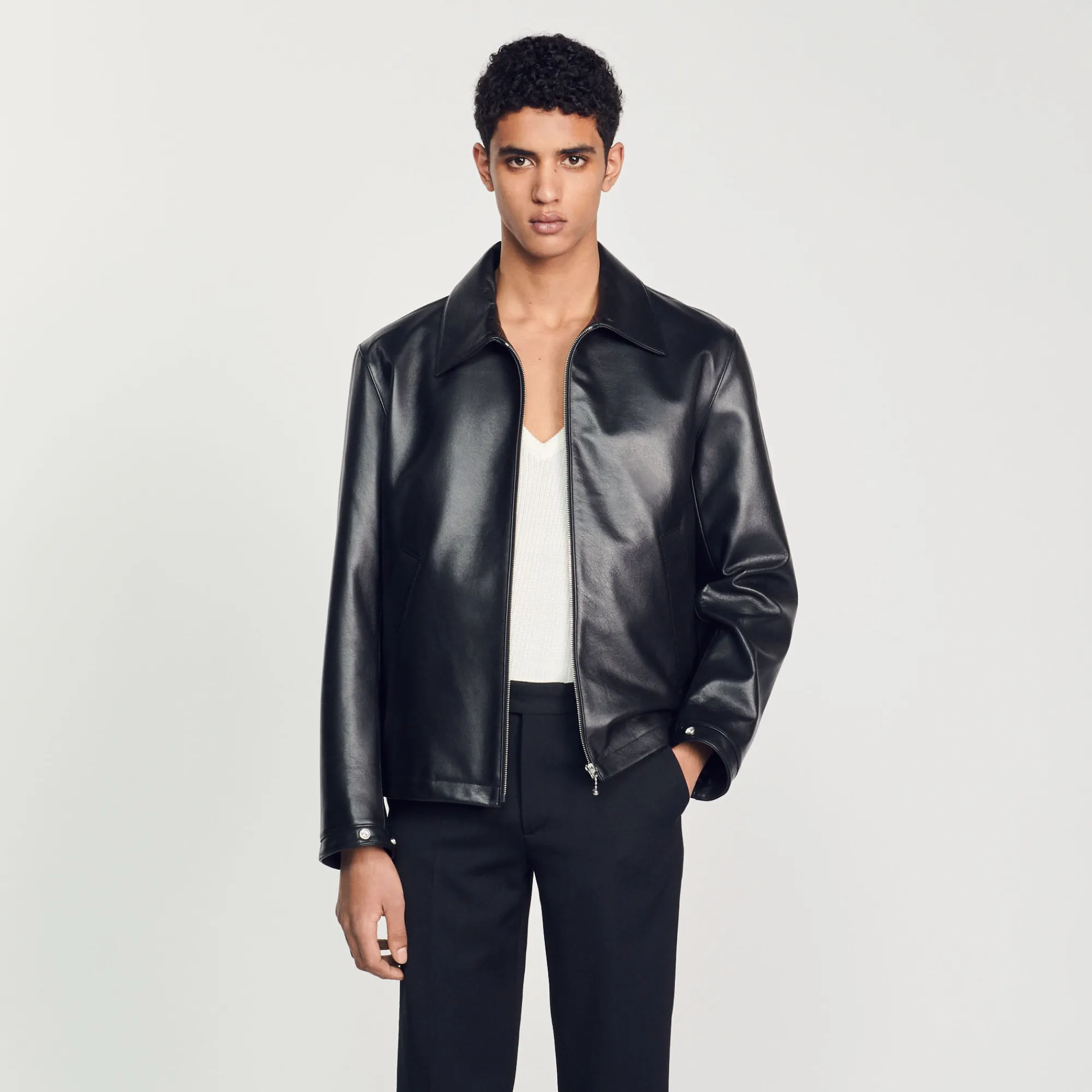 Giubbotto In Pelle Liscia>Sandro Paris Sale