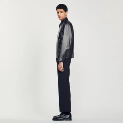 Giubbotto In Pelle Liscia><noscript><img width=