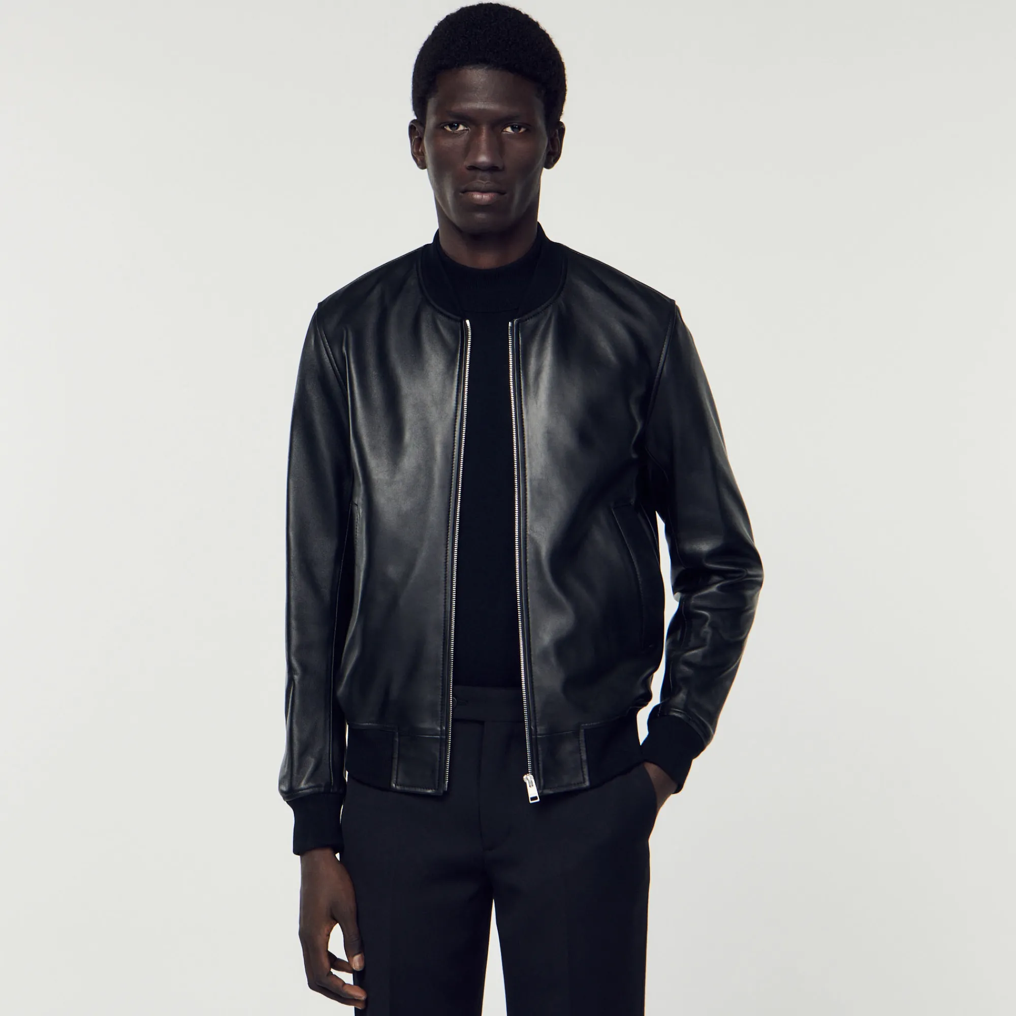 Giubbotto Teddy In Pelle Liscia>Sandro Paris New