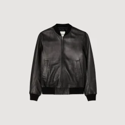 Giubbotto Teddy In Pelle Liscia><noscript><img width=