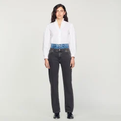 Jeans A Doppia Cintura Bicolore>Sandro Paris Cheap