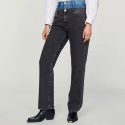 Jeans A Doppia Cintura Bicolore><noscript><img width=