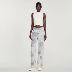 Jeans Con Motivi Floreali>Sandro Paris New
