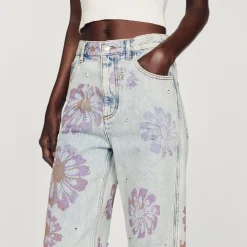 Jeans Con Motivi Floreali><noscript><img width=