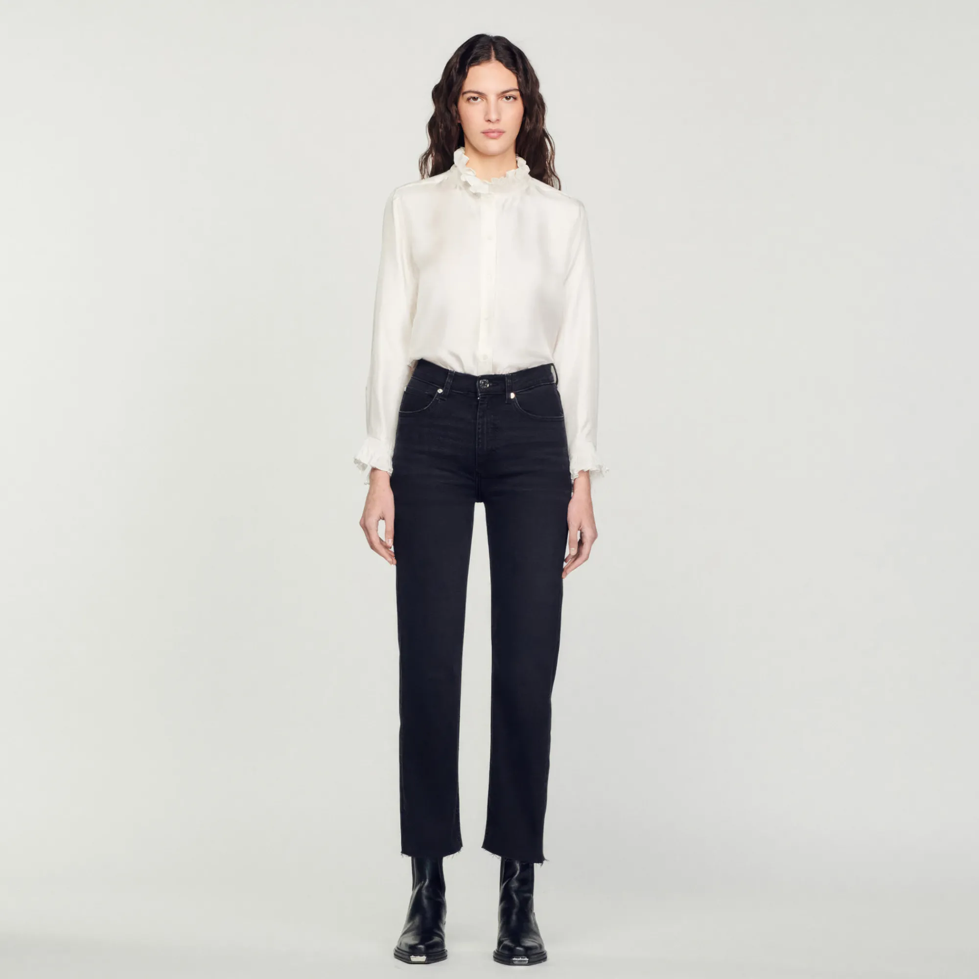 Jeans Dritti A Taglio Vivo>Sandro Paris Shop