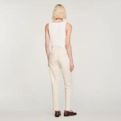 Pantaloni Dritti Elasticizzati><noscript><img width=
