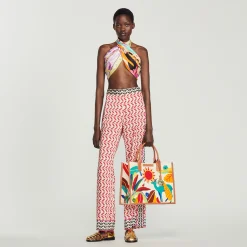 Pantaloni Fluidi Con Stampa Stelle>Sandro Paris Store