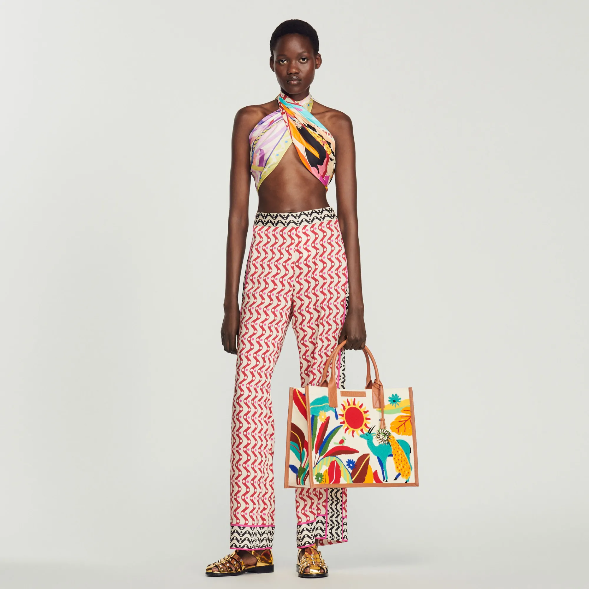Pantaloni Fluidi Con Stampa Stelle>Sandro Paris Store