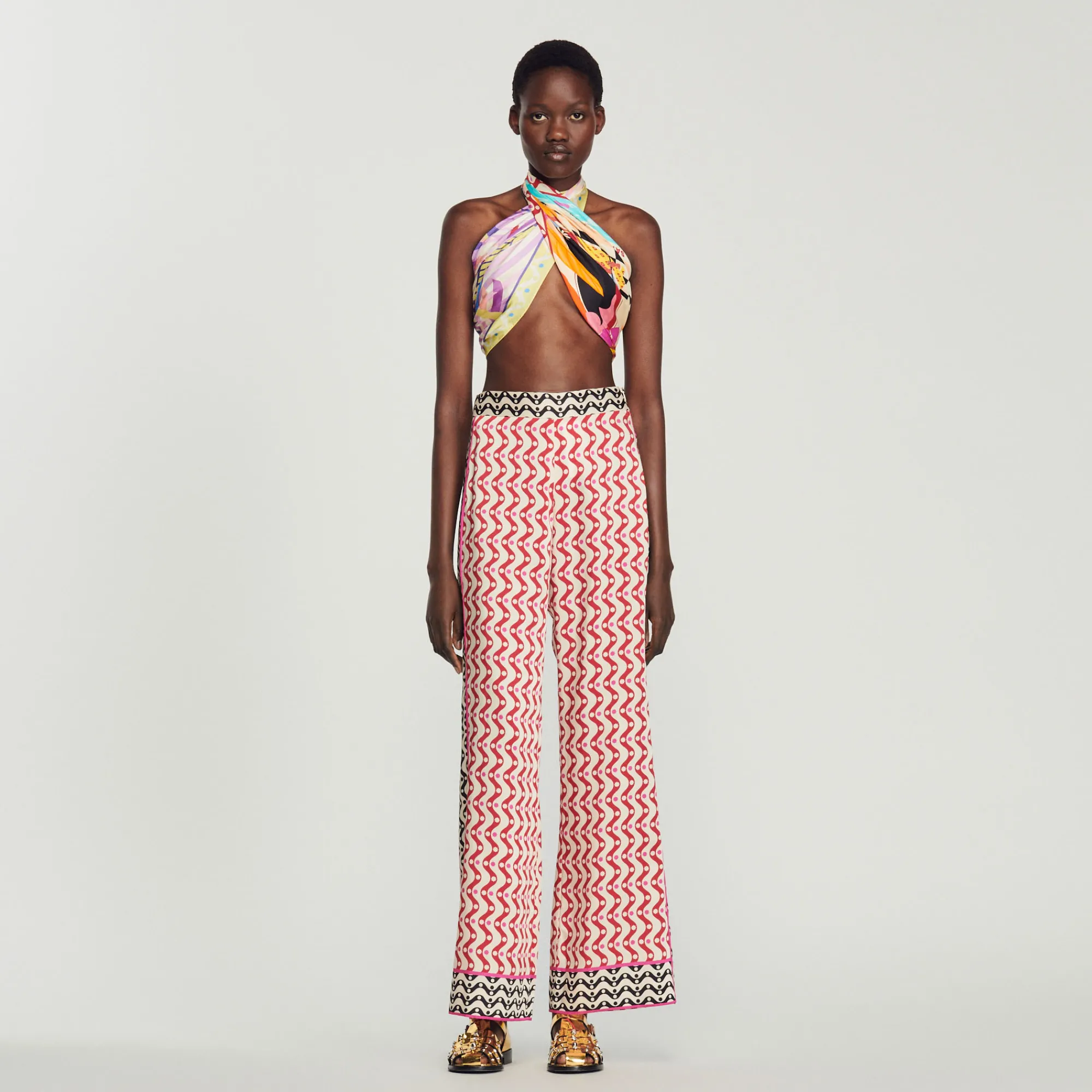 Pantaloni Fluidi Con Stampa Stelle>Sandro Paris Store