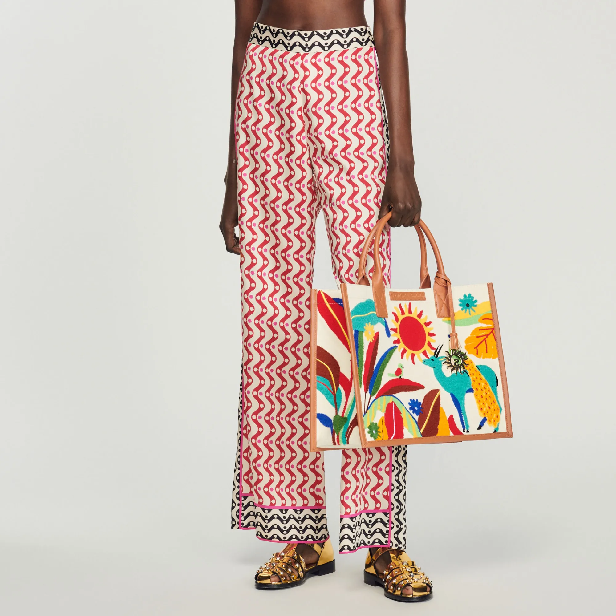 Pantaloni Fluidi Con Stampa Stelle>Sandro Paris Store