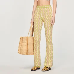 Pantaloni In Maglia A Motivi><noscript><img width=