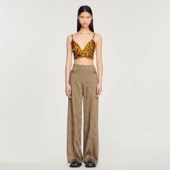 Pantaloni Larghi A Vita Alta>Sandro Paris Fashion