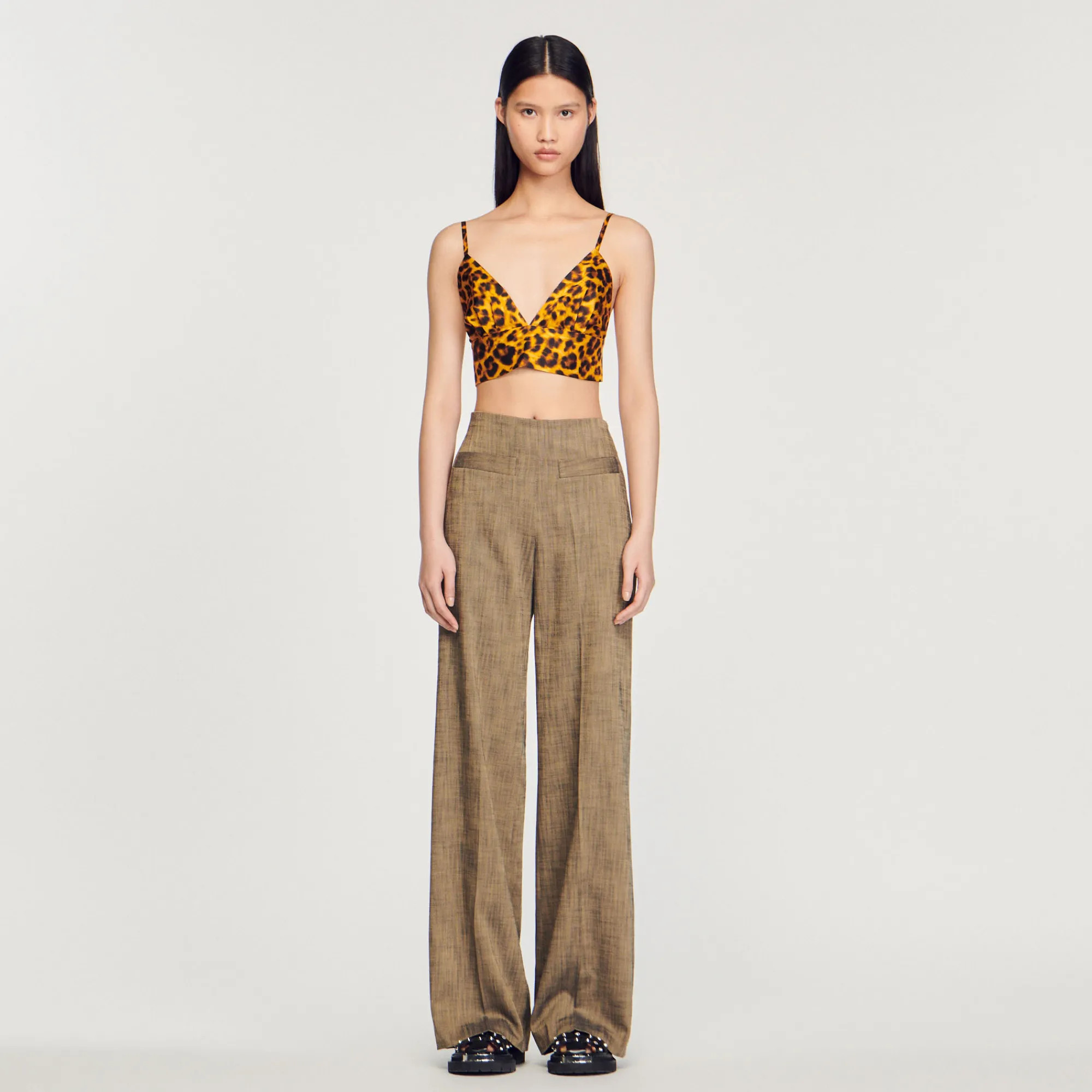 Pantaloni Larghi A Vita Alta>Sandro Paris Fashion