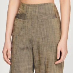 Pantaloni Larghi A Vita Alta><noscript><img width=
