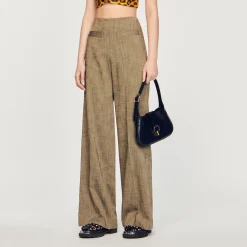 Pantaloni Larghi A Vita Alta><noscript><img width=