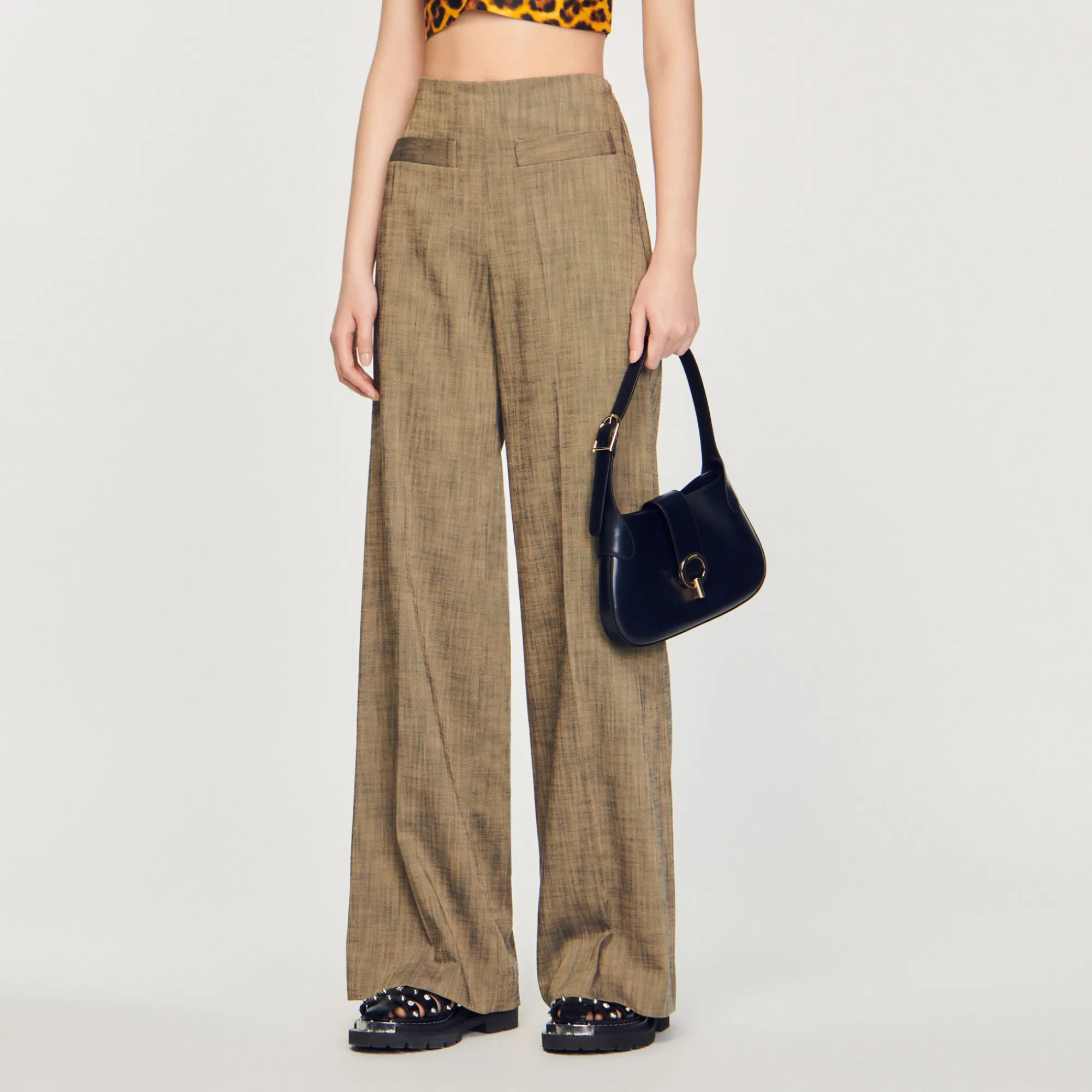 Pantaloni Larghi A Vita Alta>Sandro Paris Fashion
