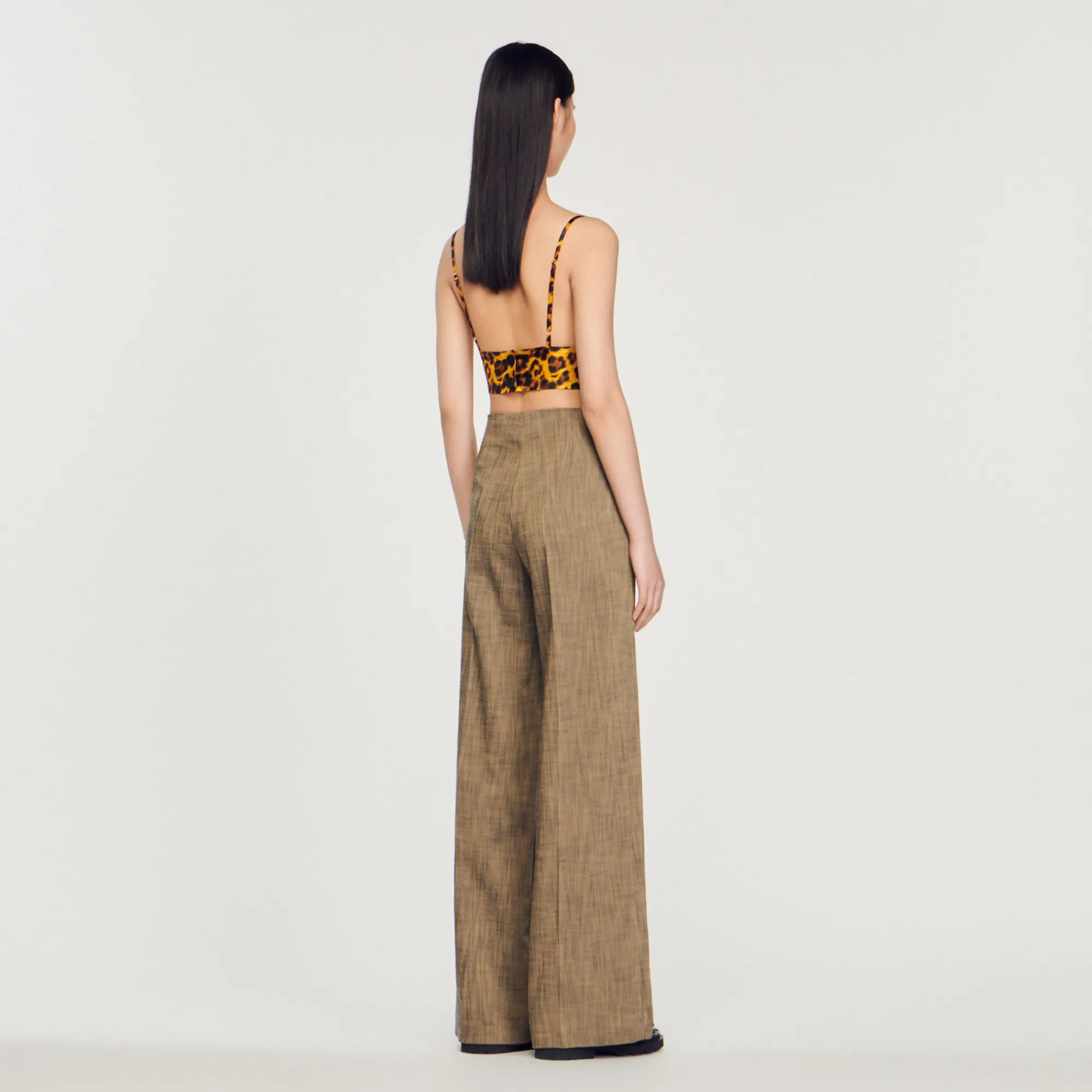 Pantaloni Larghi A Vita Alta>Sandro Paris Fashion