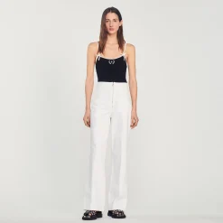 Pantaloni Larghi In Tela>Sandro Paris Hot