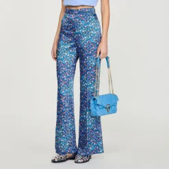 Pantaloni Satinati Con Stampa Floreale><noscript><img width=