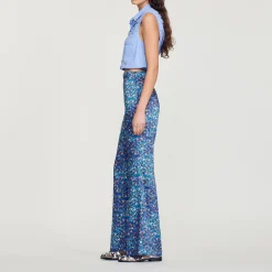 Pantaloni Satinati Con Stampa Floreale><noscript><img width=