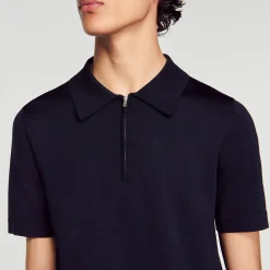 Polo In Maglia Con Collo A Zip><noscript><img width=