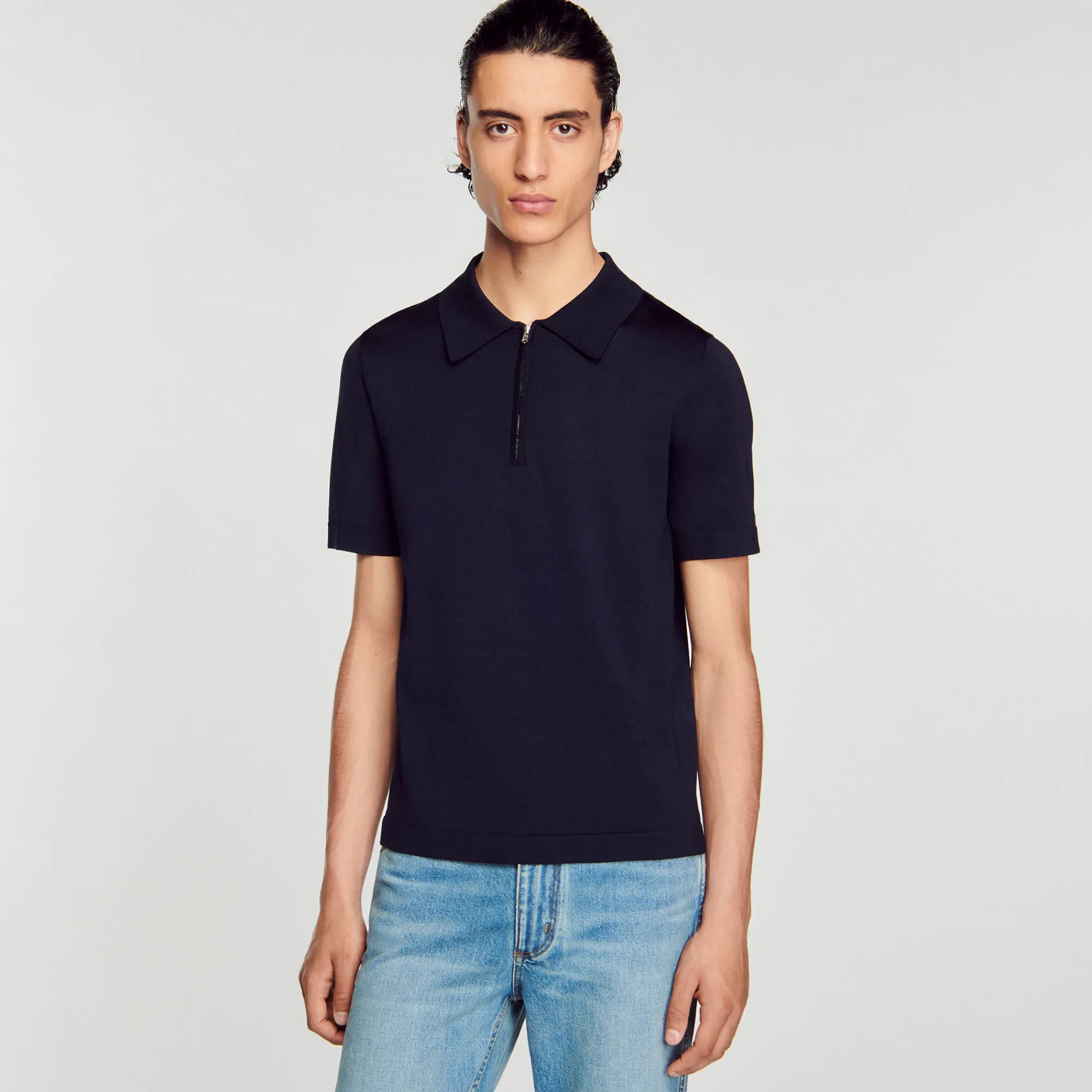 Polo In Maglia Con Collo A Zip>Sandro Paris Discount