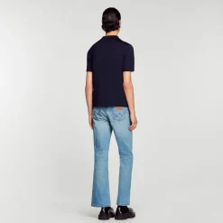 Polo In Maglia Con Collo A Zip><noscript><img width=