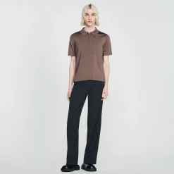 Polo In Maglia Con Collo A Zip>Sandro Paris Fashion