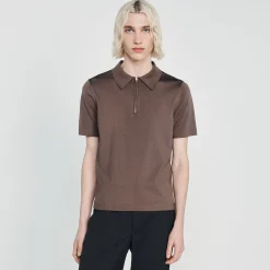 Polo In Maglia Con Collo A Zip><noscript><img width=