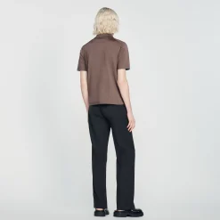 Polo In Maglia Con Collo A Zip><noscript><img width=