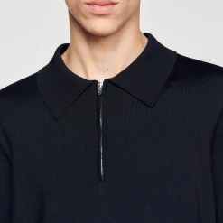 Polo In Maglia Con Collo A Zip><noscript><img width=