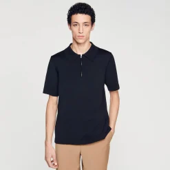 Polo In Maglia Con Collo A Zip><noscript><img width=