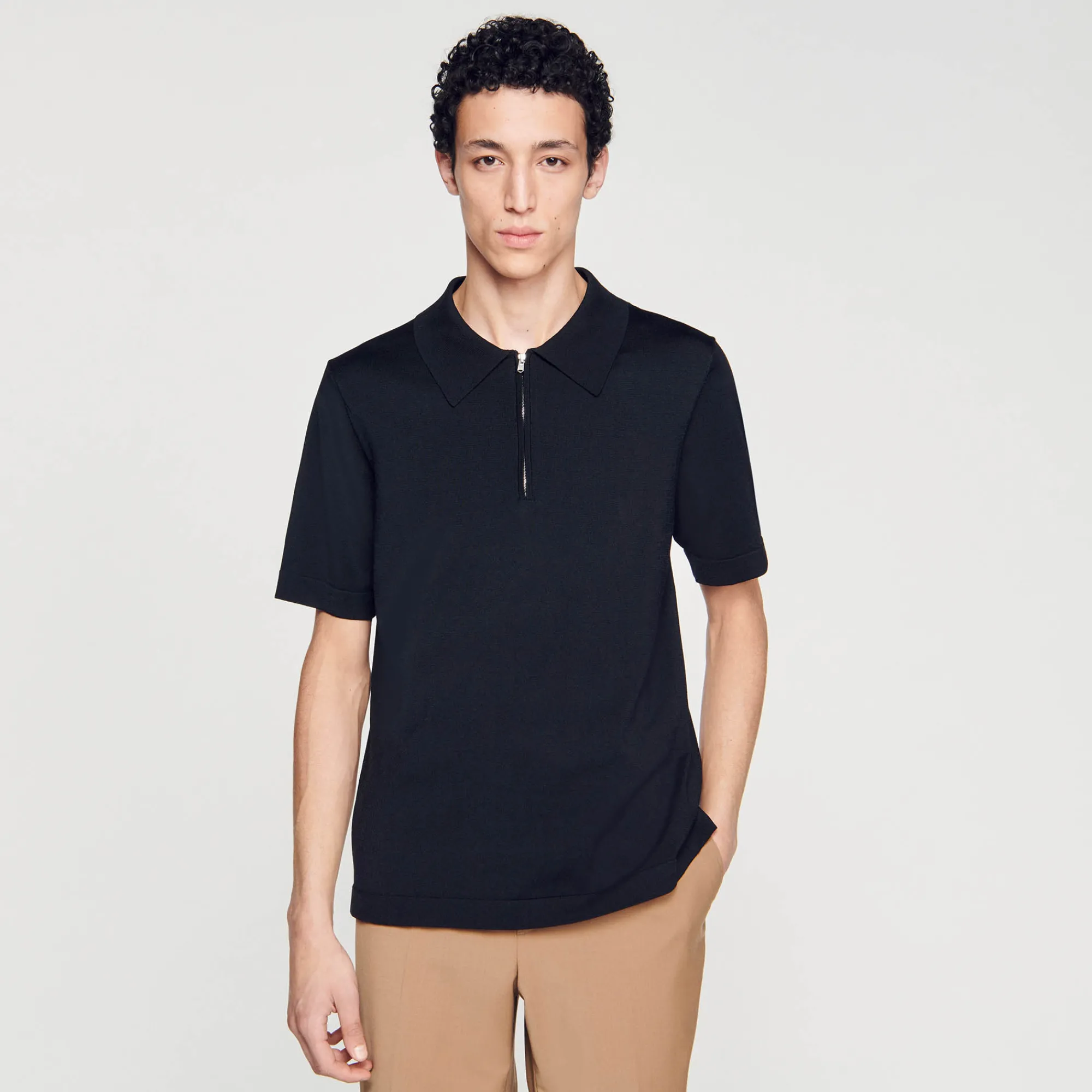 Polo In Maglia Con Collo A Zip>Sandro Paris Outlet